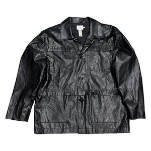 Calvin Klein Vintage Faux Leather Designer Glam Matrix Mens Jacket - XL